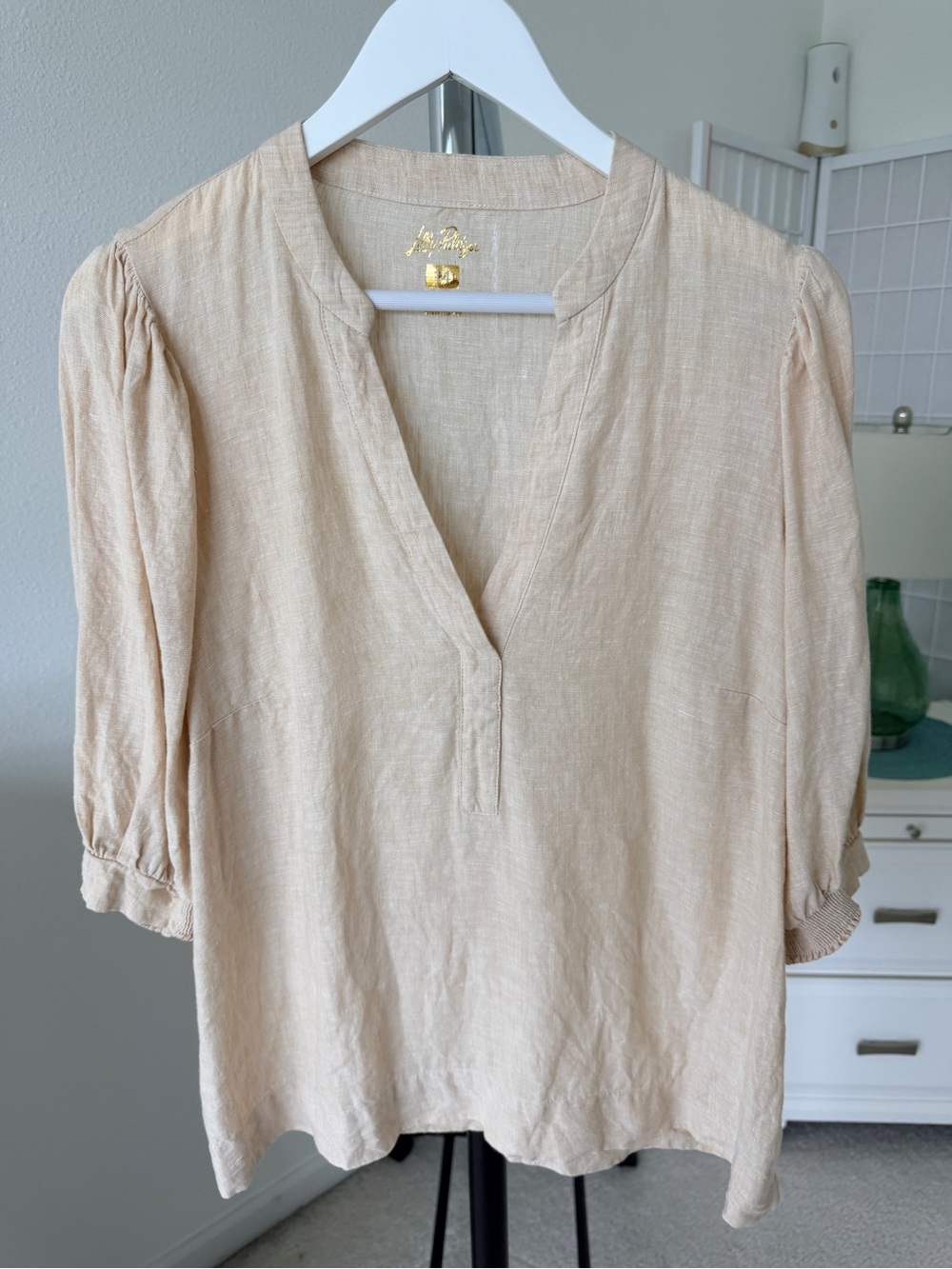 Lilly Pulitzer Light Beige Linen V-Neck Tunic